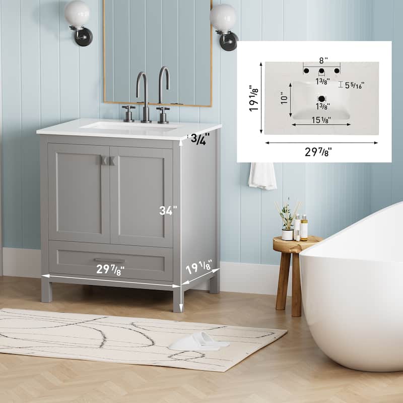 30-inch Freestanding Bathroom Vanity with Sink