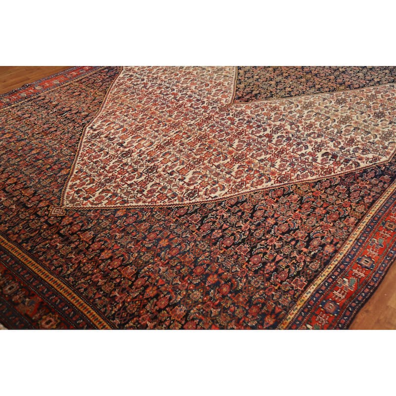 Pre-1900 Antique Vegetable Dye Senneh Persian Wool Carpet - 8'4" x 19'11"