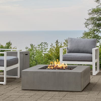 Provo Low Square Natural Gas Fire Table in Flint by Jensen Company - 40 x 40 x 11.75