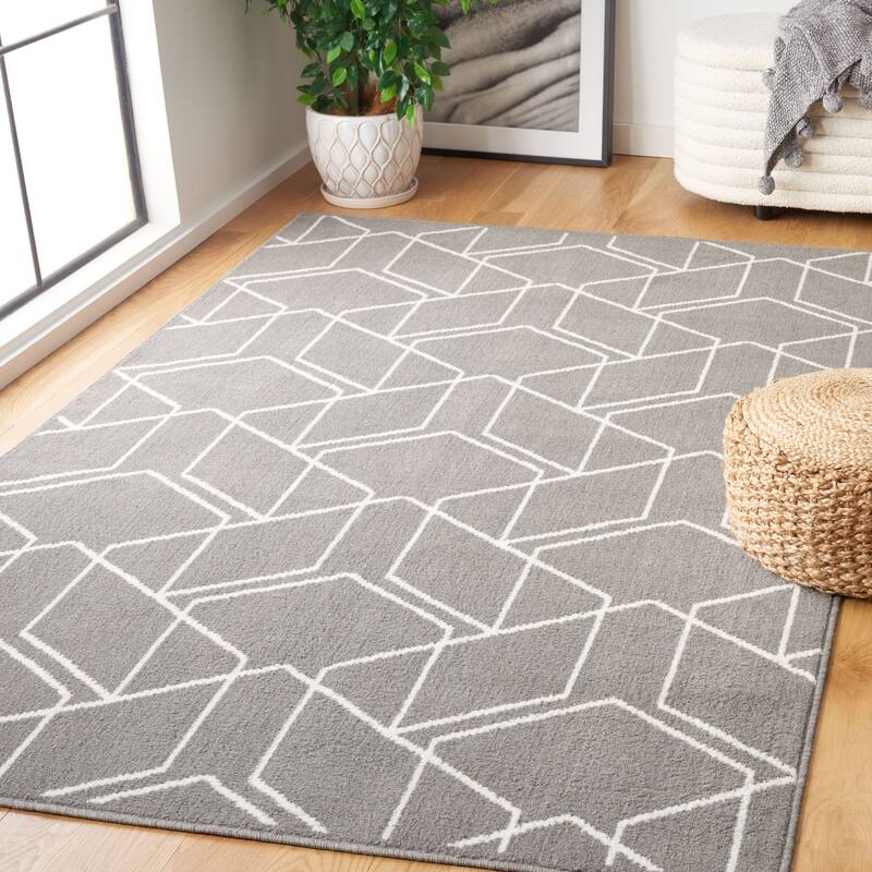 SAFAVIEH Pyramid Karlotta Modern Rug - 9' x 12' - Grey/Ivory