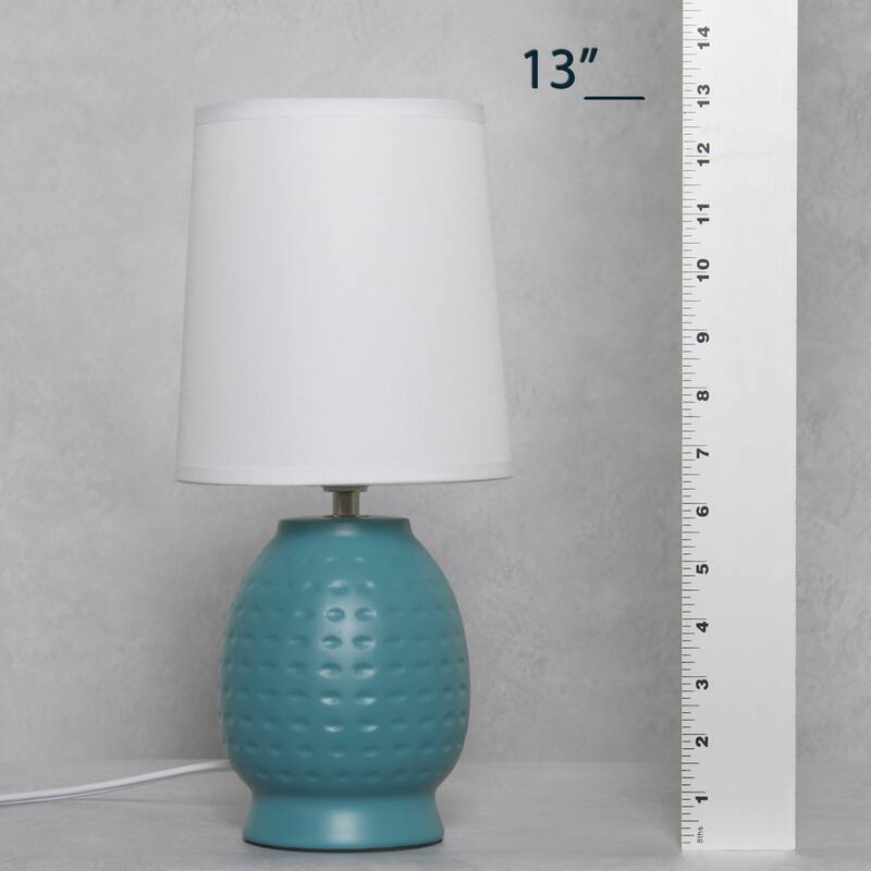 Petite Dimpled Ceramic Table Lamp with Tapered Shade - 12.5" - Teal Blue