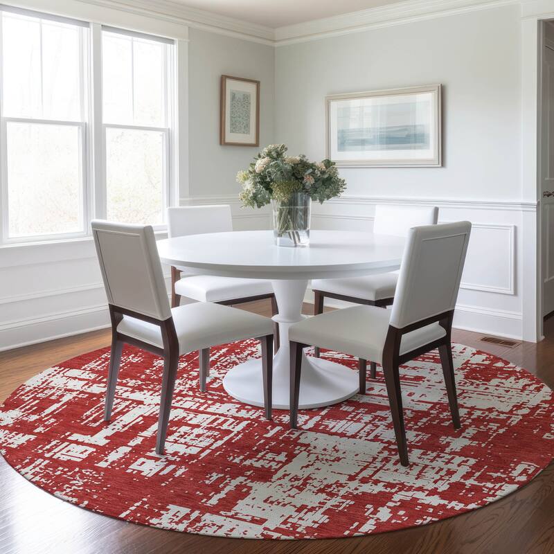 Machine Washable Indoor/ Outdoor Chantille Solid Abstract Rug