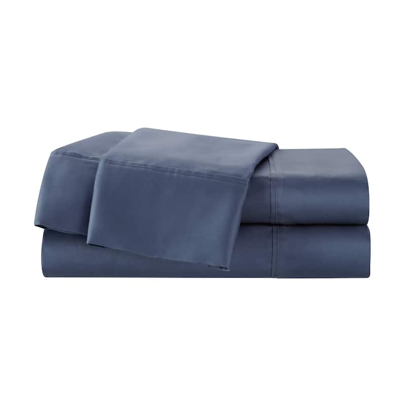 Martex 400 Thread Count Solid Sateen Cotton Sheet Set - Blue - Full