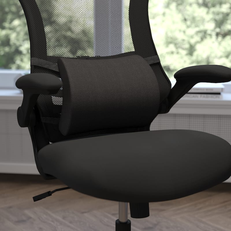Mobile Adjustable Lumbar Support Pillow for Office Chairs and Car Seats - Black