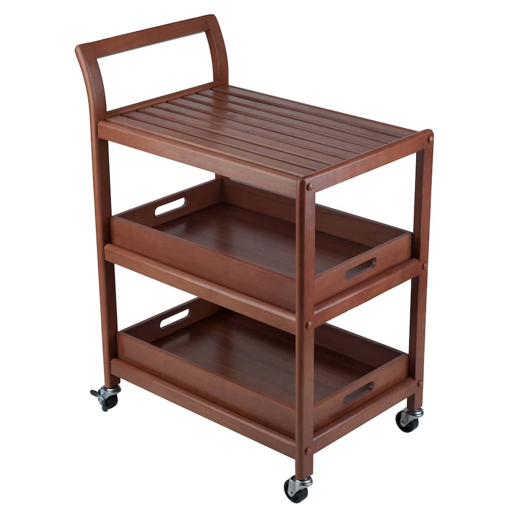 Albert 3-Tier Entertainment Cart, Walnut - 24.8 x 15.98 x 33.27 inches