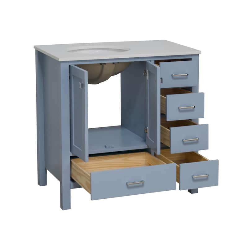 KitchenBathCollection Horizon 36" Bathroom Vanity with Engineered White Top