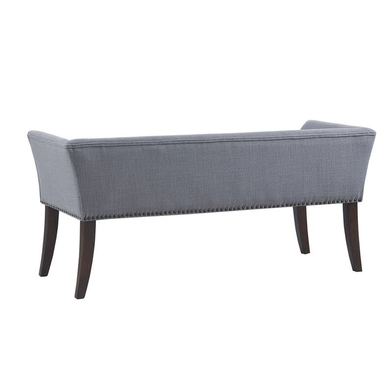 Roomfitters 49.5-Inch Upholstered Accent Bench, Morocco Wood Finish with Silver Nailhead Trim