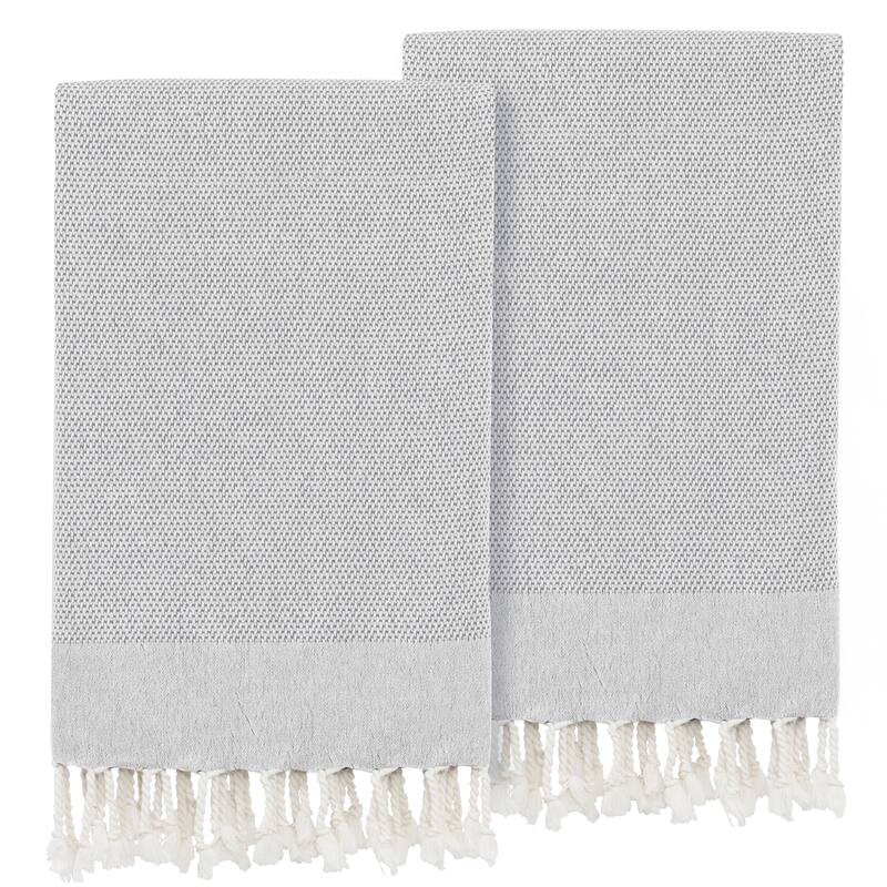 Authentic Hotel and Spa 100% Turkish Cotton Fun in Paradise Pestemal Hand/Guest Towels (Set of 2) - Gray