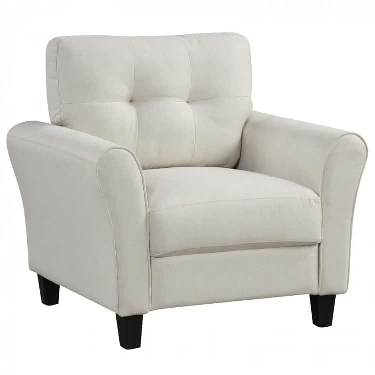 Modern Upholstered Accent Chair with Rubber Wood Legs - 36" x 32" x 35"