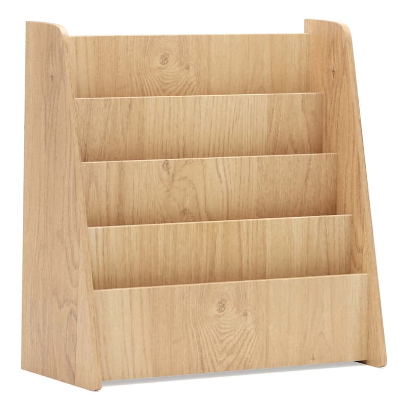 4-Tier Kids Bookshelf Wood Toddler Bookcase w/ Deep Display Shelf - Natural