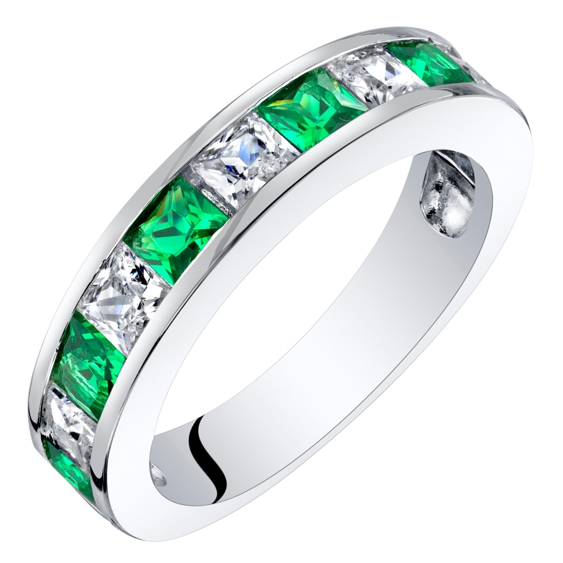 Oravo Sterling Silver 1 ct Created Emerald Birthstone Ring