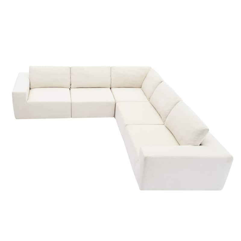 116"x116" Terrycloth Modular Sectional Sofa (5-Piece, No Assembly)