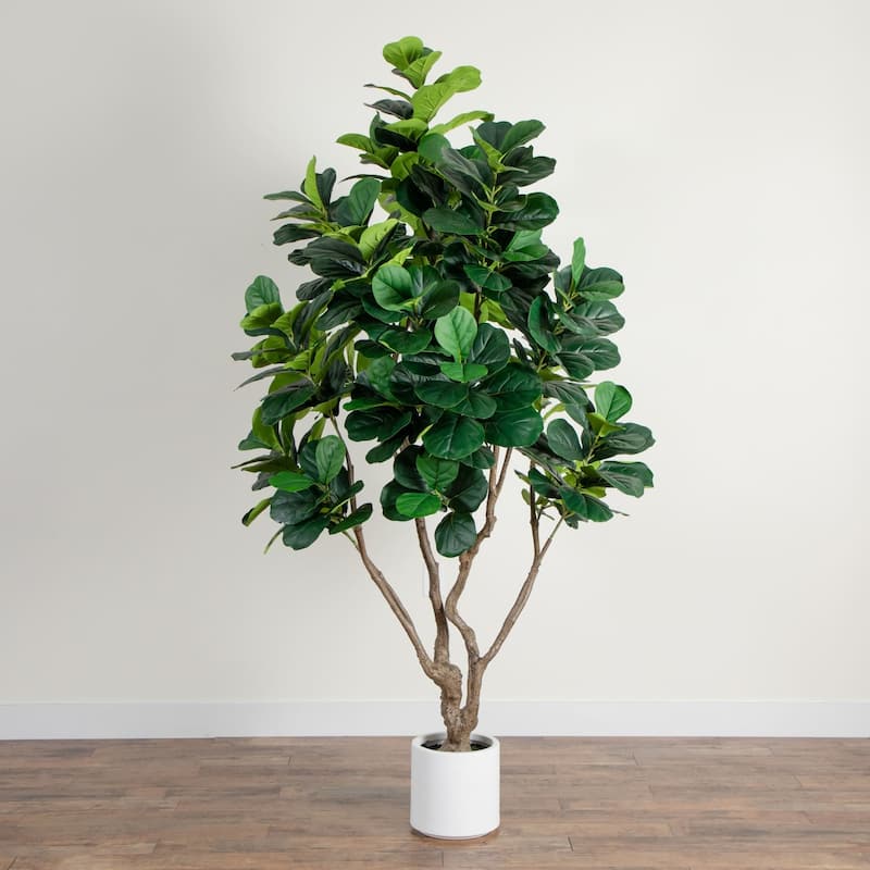 Potted Fiddle Leaf Artificial Tree - 8' - Unlit