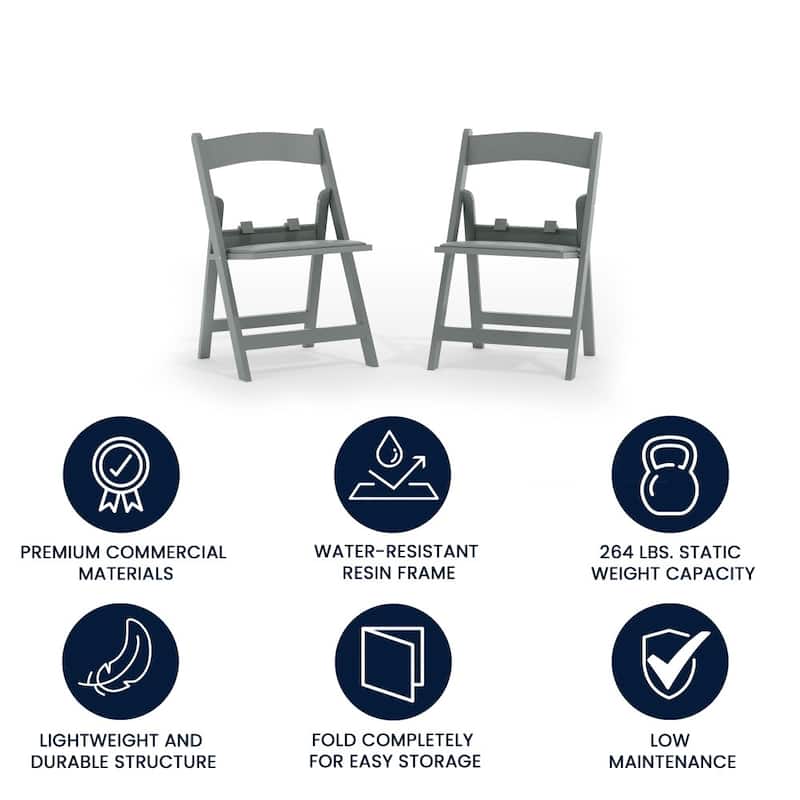 2 Pack Kids White Resin Folding Chair with Vinyl Padded Seat - 12.25"D x 13.25"W x 21"H