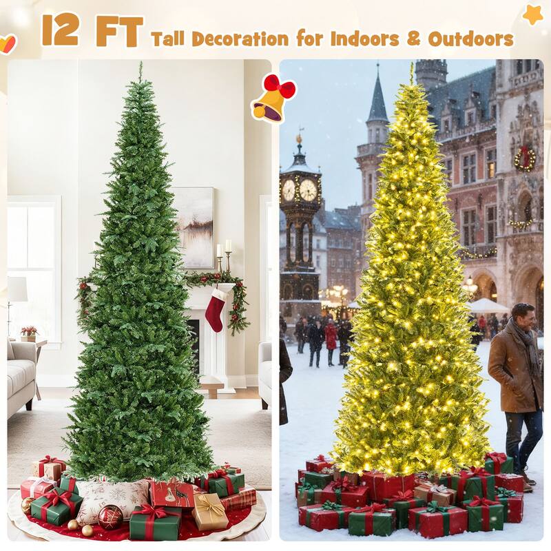 Costway 12 FT Artificial Christmas Tree with 2517 Branch Tips, 800 - Green - See Details