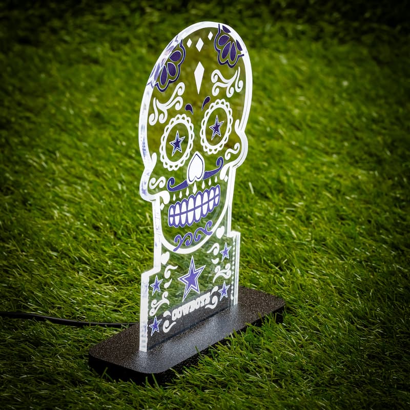 10" LED Tabletop Sugar Skull Halloween Desklite Sign, Cleveland Browns - Multicolor. - 10" x 7"