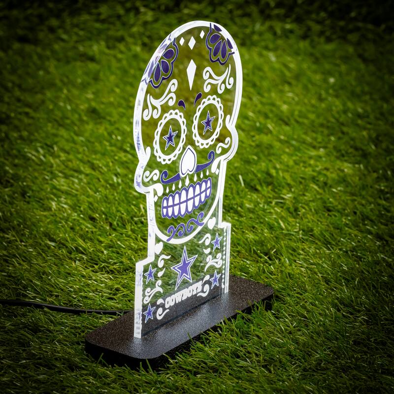 10" LED Tabletop Sugar Skull Halloween Desklite Sign, Minnesota Vikings - Multicolor. - 10" x 7"