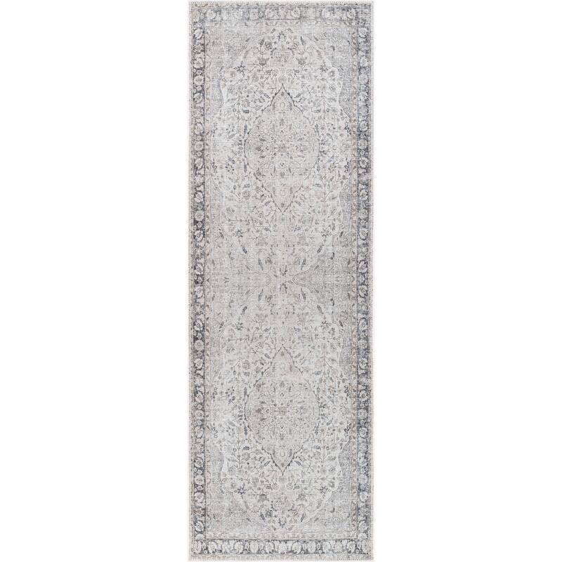 Livabliss Transitional Amelie Medallion Washable Area Rug