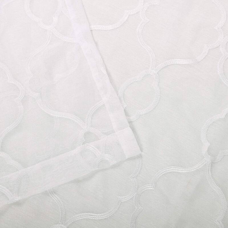 Superior Modern Geometric Lattice Sheer Curtain Set with 2 Panels