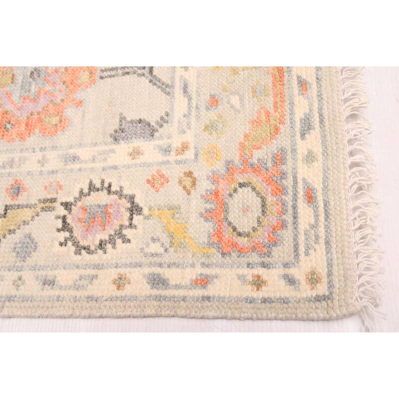 ECARPETGALLERY Hand-knotted Modern Oushak Light Grey Wool Rug - 3'7 x 5'6