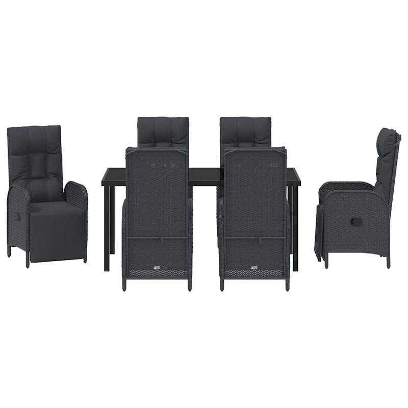 vidaXL Garden Dining Set with Cushion Black Poly Rattan