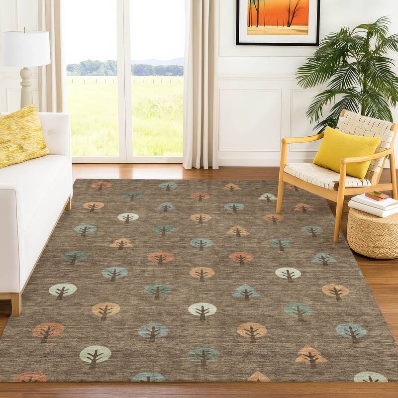 Machine Washable Indoor/ Outdoor Modern Mulvane Chantille Rug