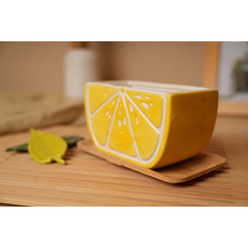 5.88in Ceramic slice Lemon Candle (16oz) - Lemon