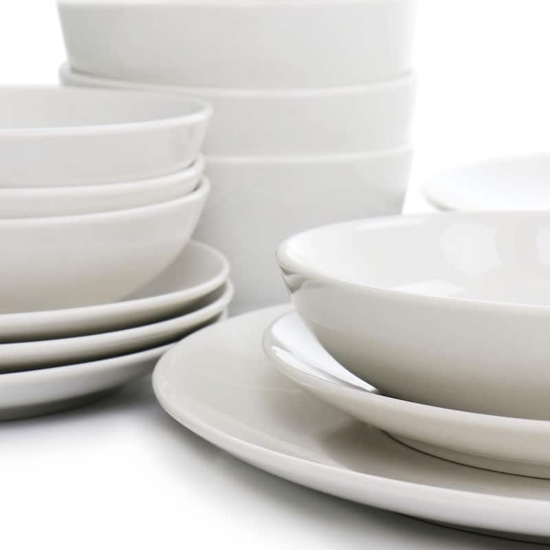 16 Piece Double Bowl Dinnerware Set in Porcelain