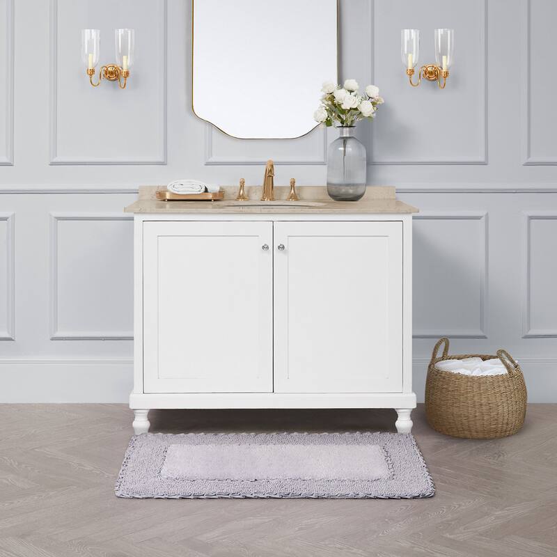 Laura Ashley Ruffle Border Pure Cotton Bath Rugs