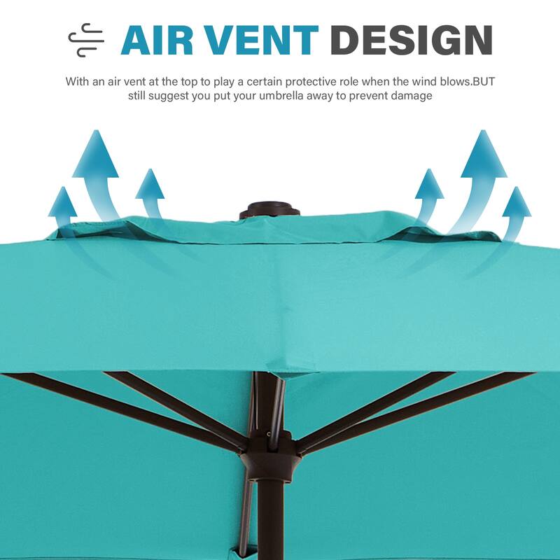 8*10ft Rectangular Patio Market Umbrella with Crank & Tilt，UV-Resistant