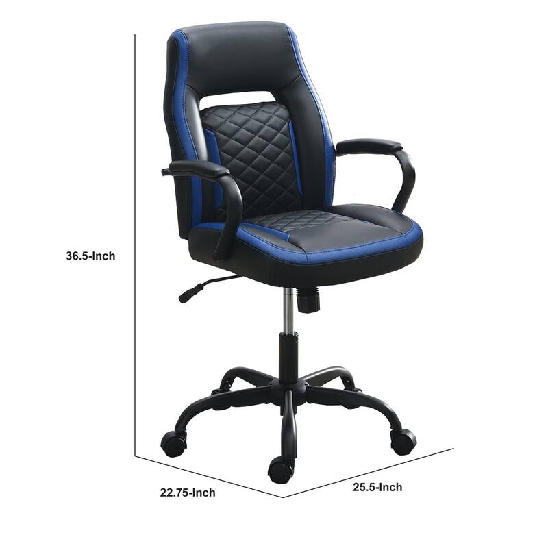 Ergonomic Black Faux Leather Office Chair with Diamond Tufting, Swivel Seat, Adjustable Height and Casters