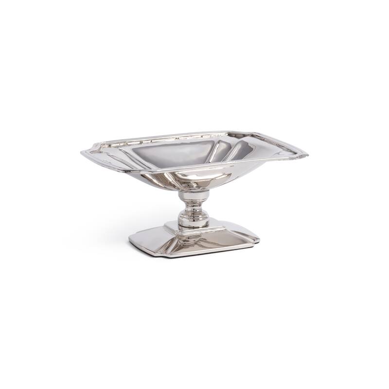 Lucente Polished Stainless Steel Footed Serving Dish - Nickel