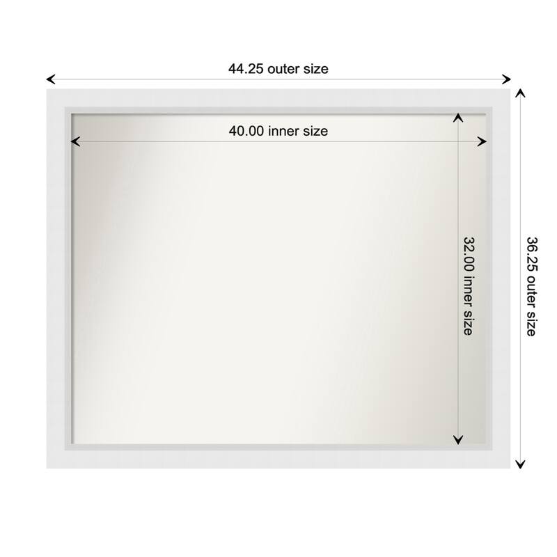 Blanco White Framed Non-Beveled Custom Wall Mirror, Bathroom Vanity Mirror - Outer Size: 44.25 x 36.25