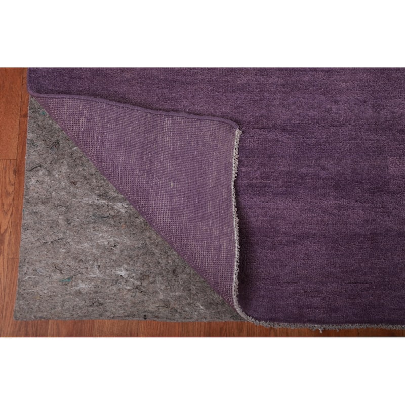 Hand Knotted Oriental 100% Wool Carpet Modern Solid Purples Gabbeh Area Rug - 13' 7'' X 10' 0''