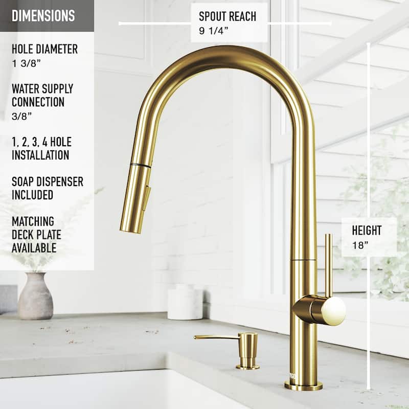 VIGO Greenwich 18" H Single Handle Pull-Down Sprayer Kitchen Faucet