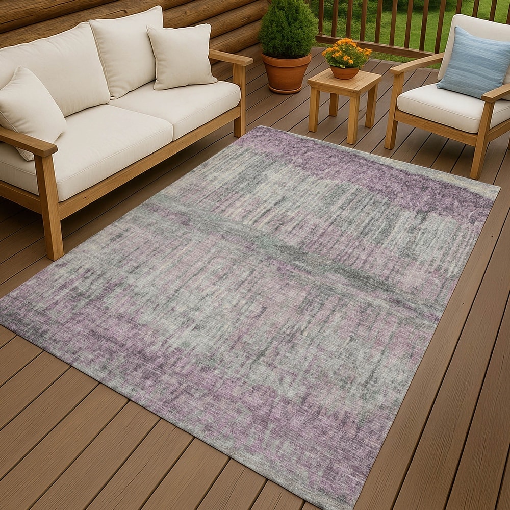 Machine Washable Indoor/ Outdoor Modern Ombre Chantille Rug