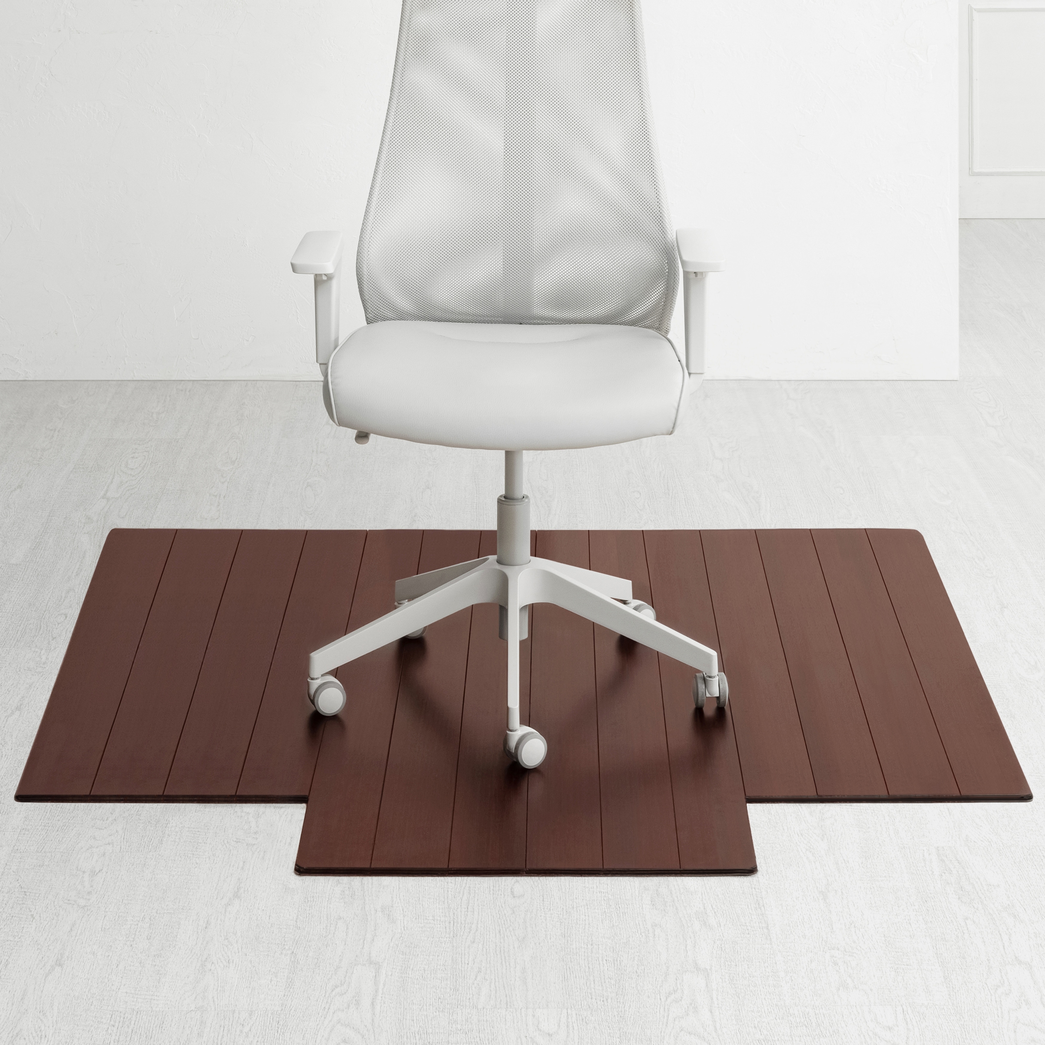 Eco Bamboo Deluxe Cherry Chair Mat with lip (55 x 57) - Dark Cherry