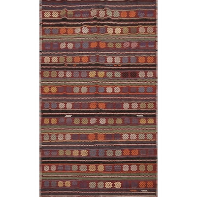 Hand Woven Oriental 100% Wool Carpet Southwestern Tribal Multi-Colored Kilim Area Rug - 10' 2'' X 6' 4''