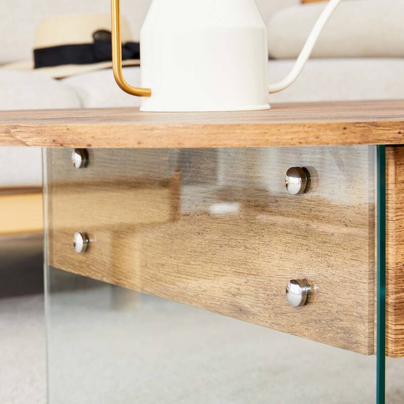 43.3"x23.6"Oval Double Drawer Coffee Table