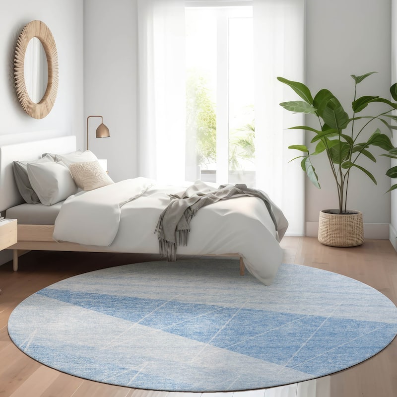 Machine Washable Indoor/ Outdoor Chantille Modern Prism Rug - Sky - 8' x 8'