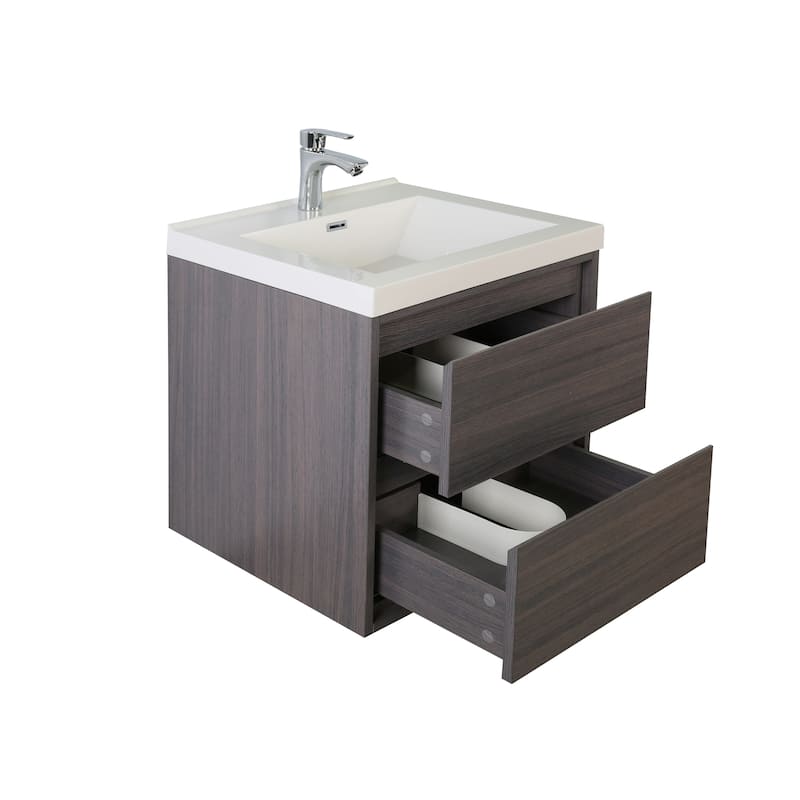 Sage 24" wall mounted bathroom vanity with single basin acrylic top