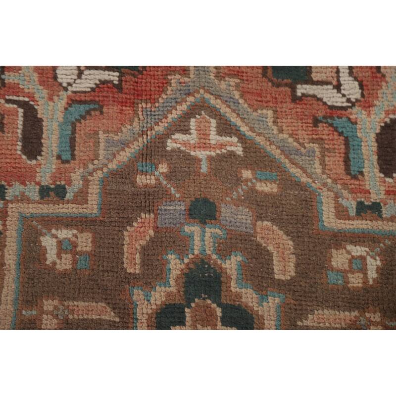 Hand Knotted Oriental 100% Wool Carpet Traditional Medallion Red Heriz Area Rug - 11' 5'' X 8' 5''