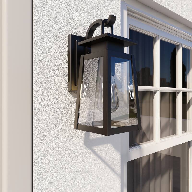 1-Light Exterior Wall Light with Clear Glass (4 Pack) - Matte Black