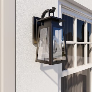 1-Light Exterior Wall Light with Clear Glass - Matte Black