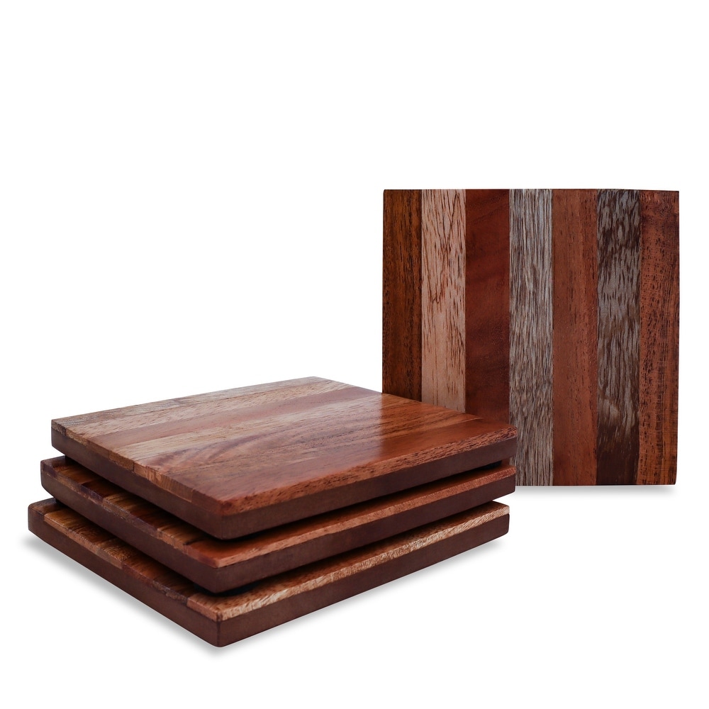 Teak Wood Coasters - 4 pack at  – Soapstone Products