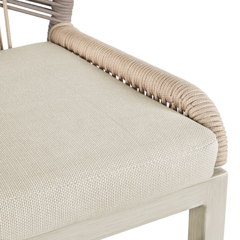 4 Set Modern Aluminum Twill Wicker Woven Outdoor Bar Stool Chair Set, Counter Height Stool with Back and Cushion - 40.6"H