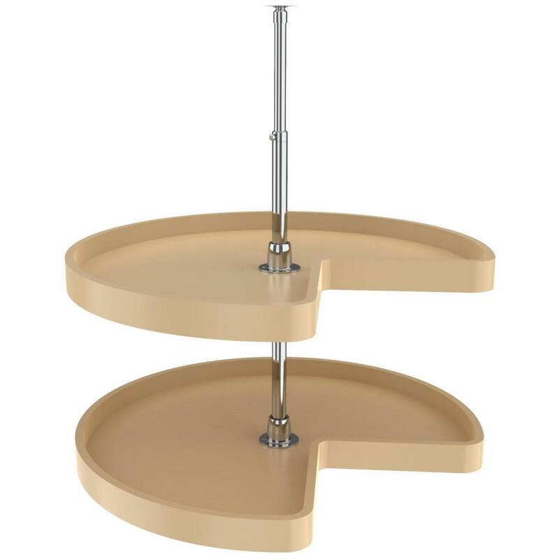Rev-A-Shelf RAS Polymer 28 Inch Pie Cut 2 Shelf Lazy Susan Set with - Almond
