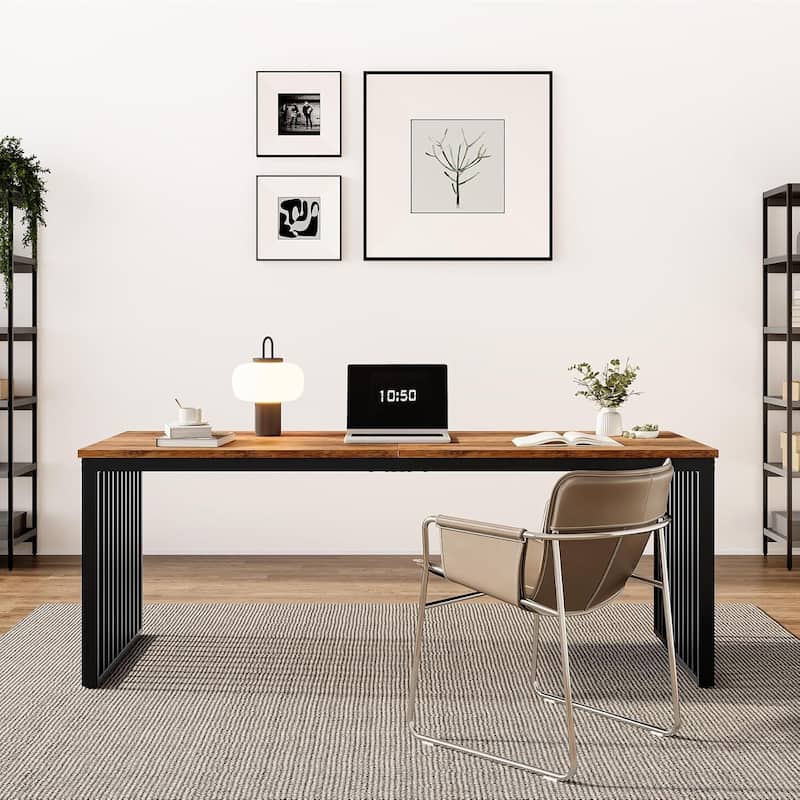 78.74 Inches Double Computer Desk for 2 Person - Extra Long Workstation with Heavy Duty Metal Frame, Large Dual Study Table