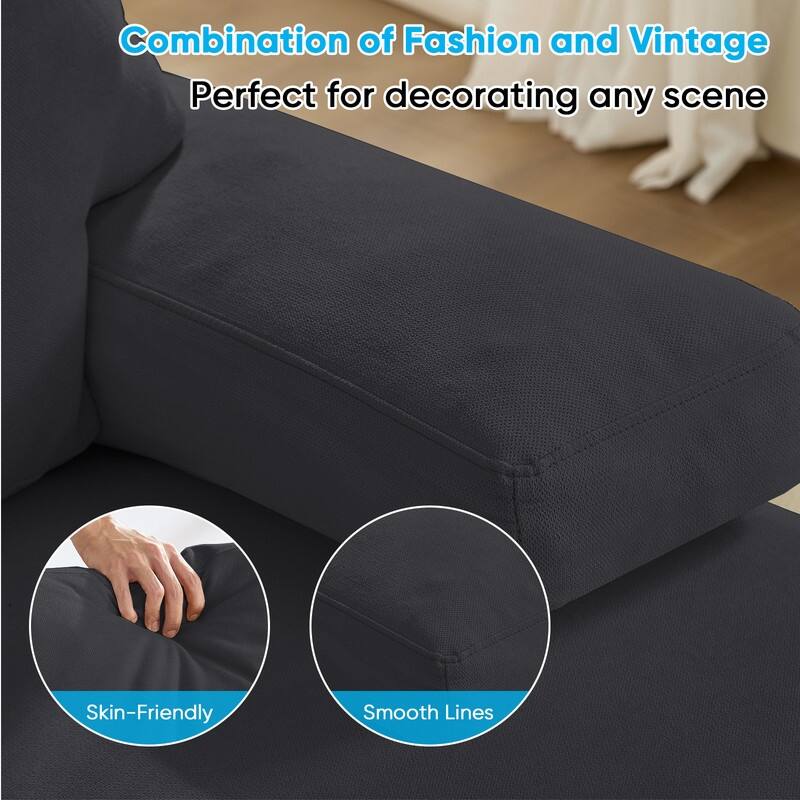 Mixoy W110"Velvet U-Shaped Sectional Sofa Couches,Upholstered 4-Seater Sofa with Double Chaises and Sleepable Armrest
