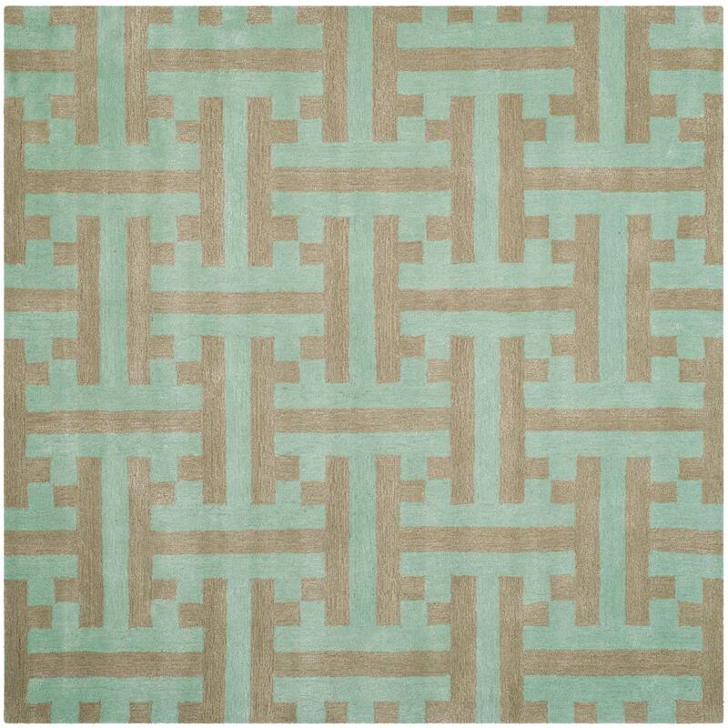 SAFAVIEH Handmade Soho Cherelle N.Z. Wool/ Viscose Rug - 6' Square - Light Blue/Multi